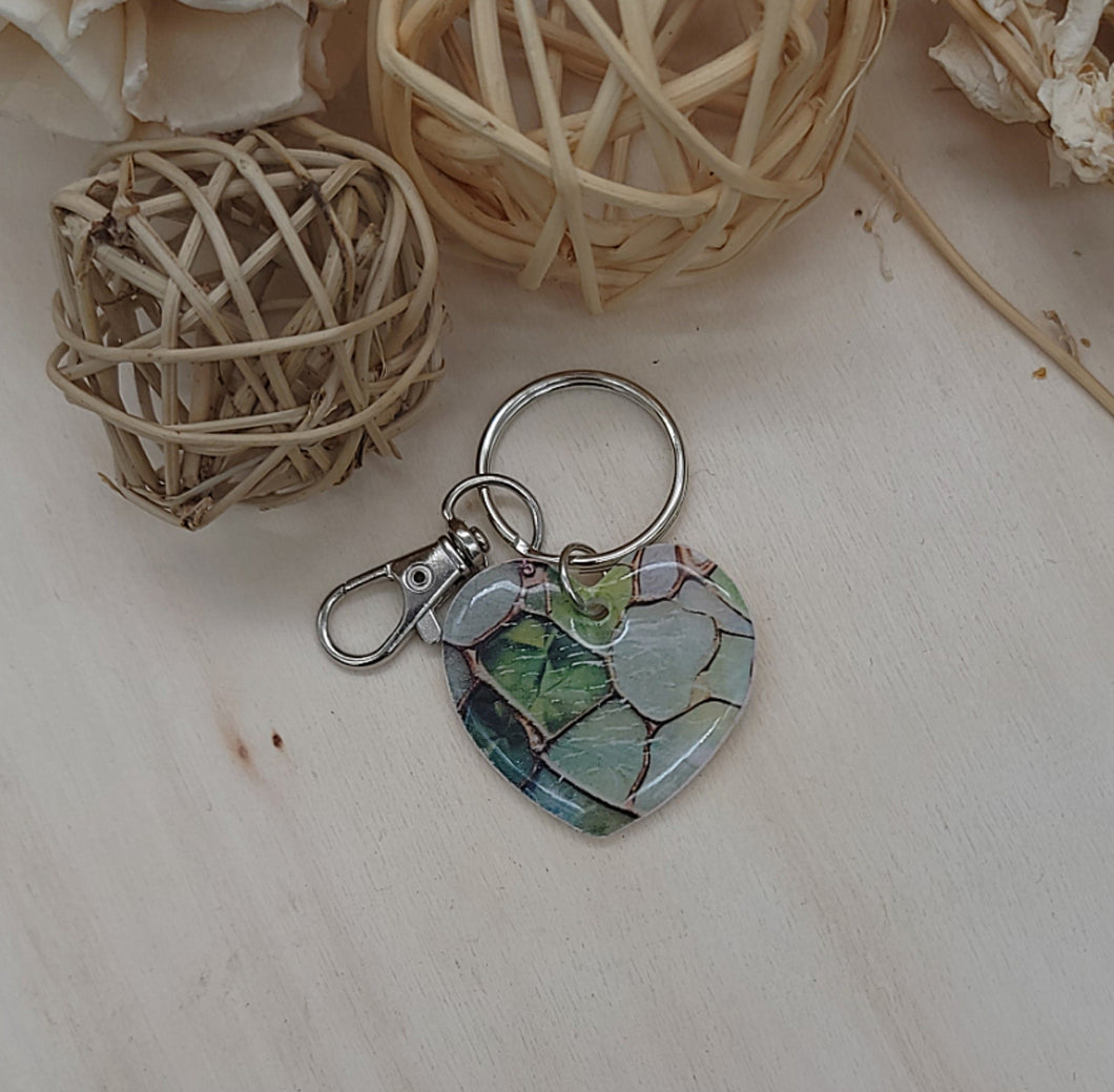 Green Stained Glass Key Chain