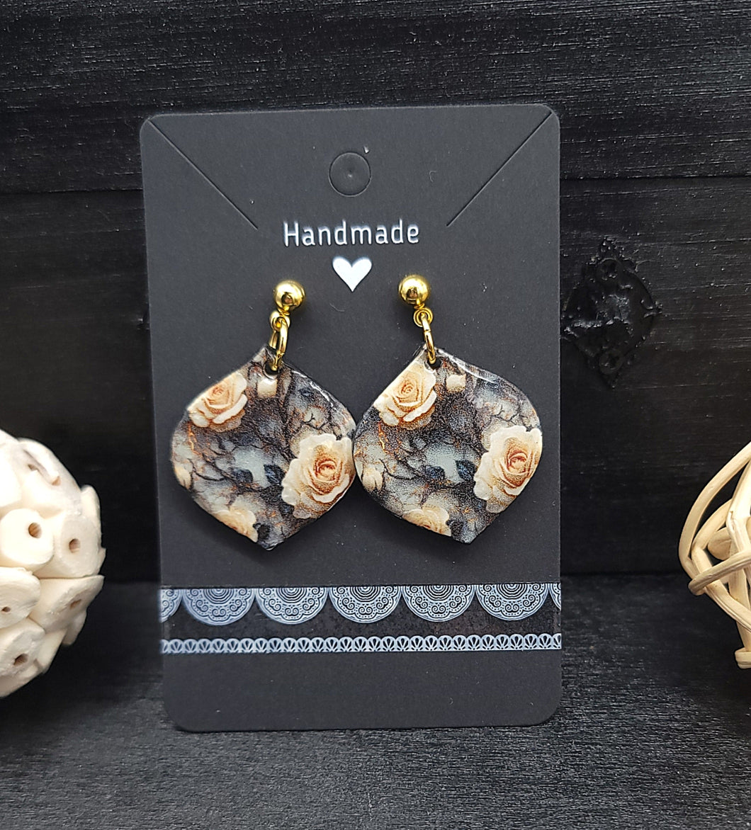 Black Floral Earrings | A