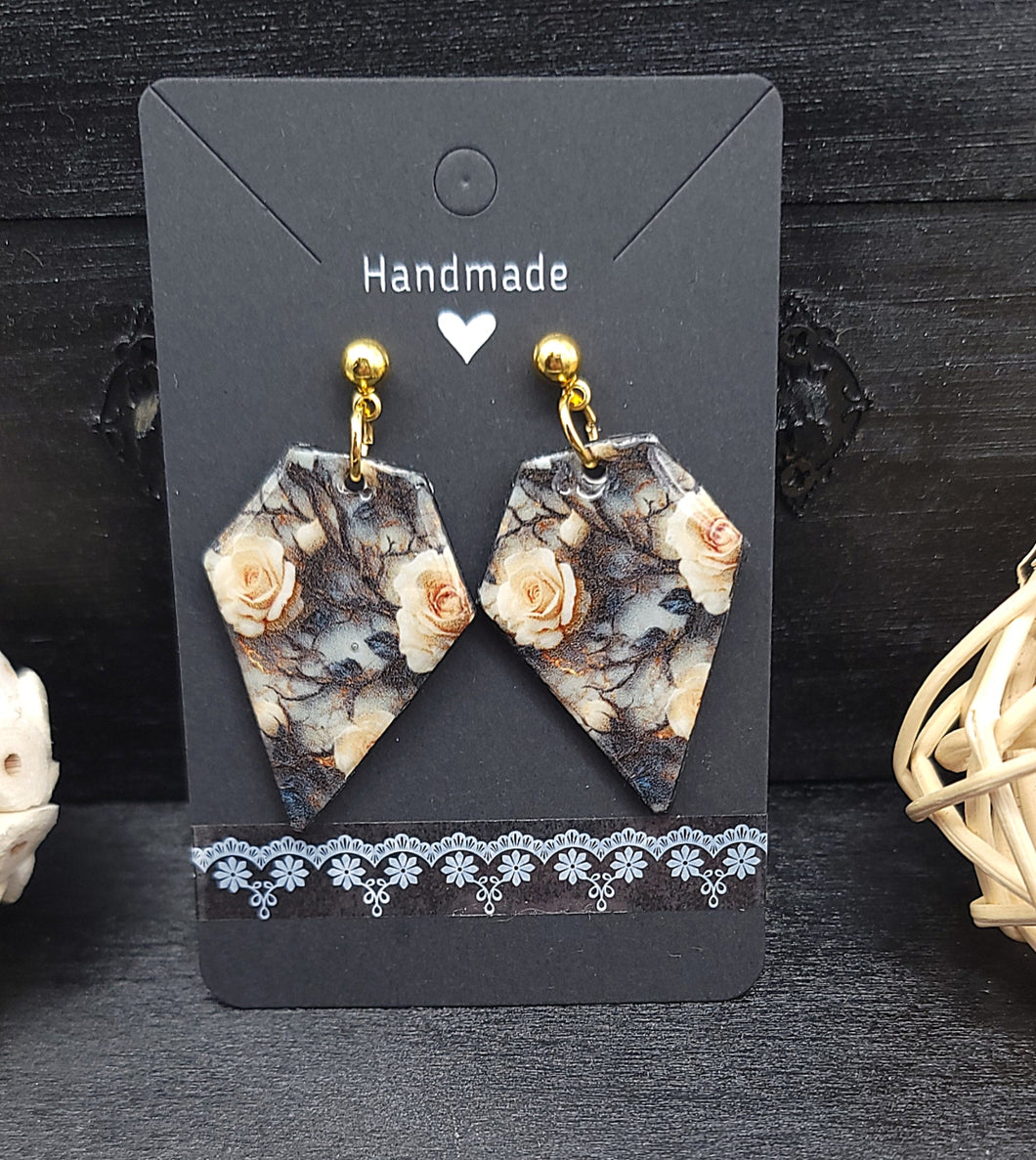 Black Floral Earrings | B