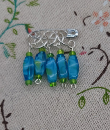 Blue Green Marbled Stitch Markers | Knit