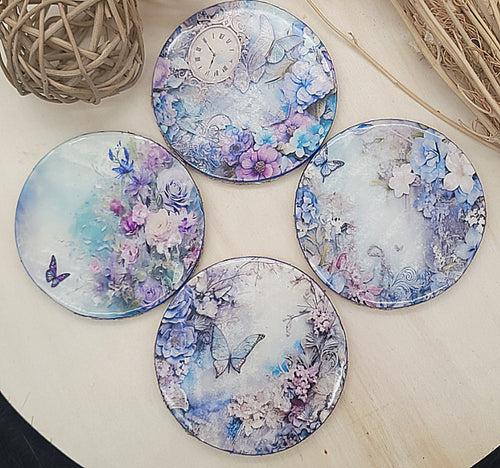 Blue Butterfly Coaster Set