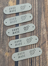 Load image into Gallery viewer, Heart Hand Made Labels | Faux Suede | Gray