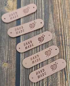 Heart Hand Made Labels | Faux Suede | Mauve