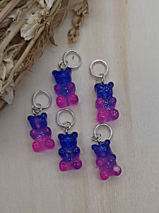 Gummy Bear Stitch Markers | Blue and pink