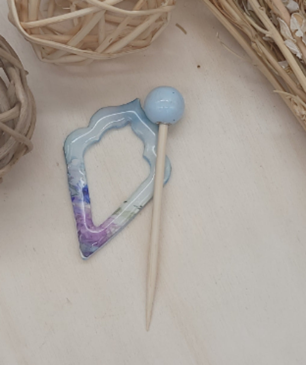 Light Blue Floral Shawl Pin | A