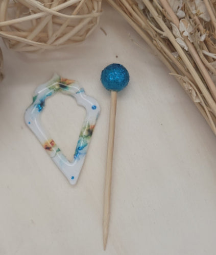 Turquoise Floral Shawl Pin | A